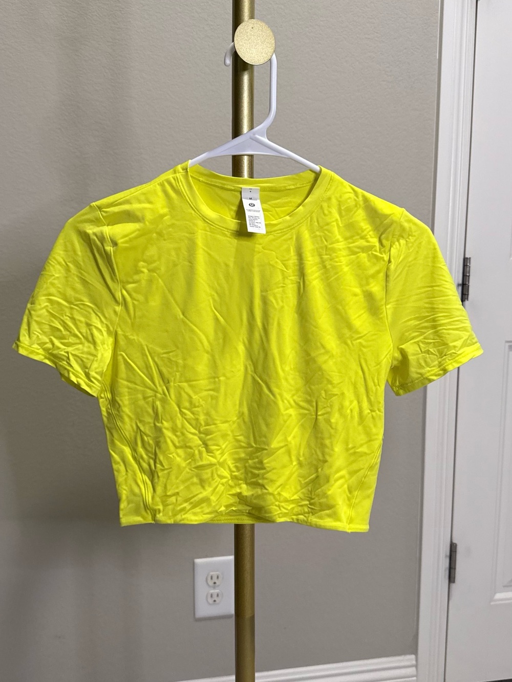 lululemon athletica Neon Yellow Cropped Tee